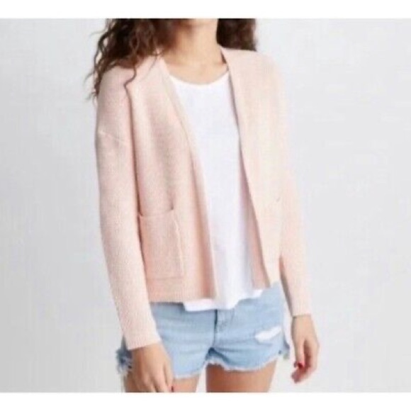 Marine Layer Sweaters - Marine Layer Pink Birdeye Open Front Cardigan Size M